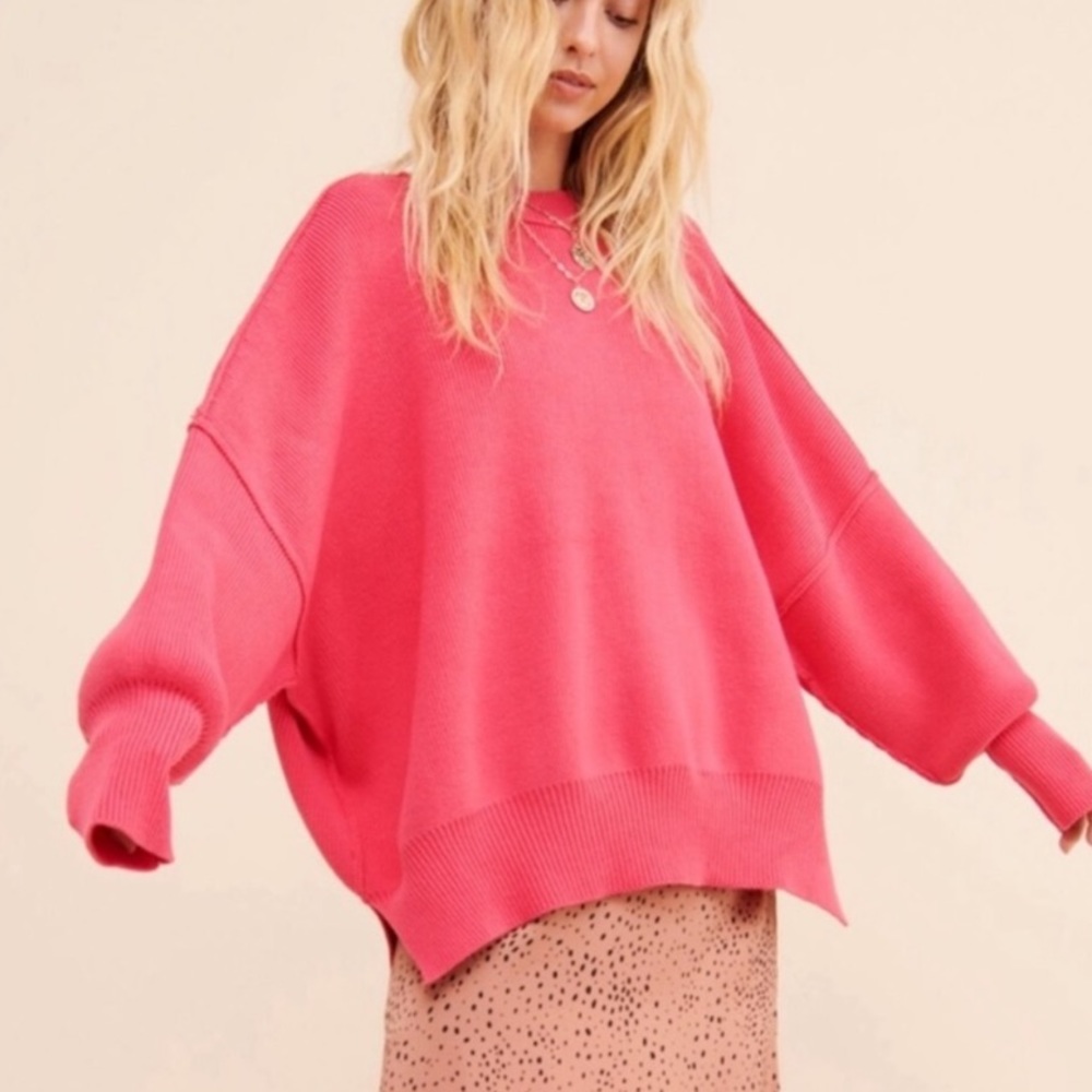 Free people easy street tunic sweater pink large